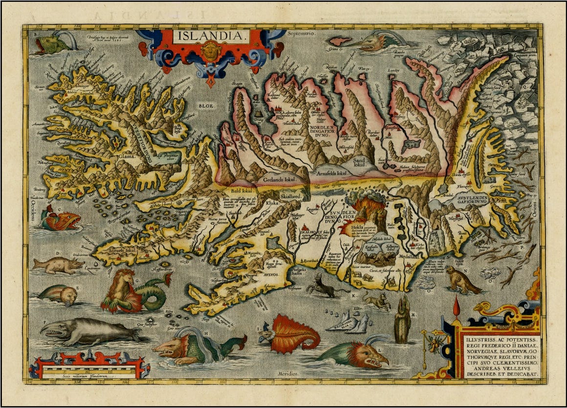 Map of Iceland from Ortelius’ Theatrum Orbis Terrarum circa 1591