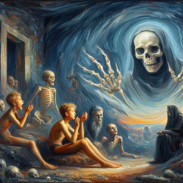 An oil painting type picture representing fear of death