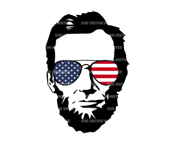 Abraham Lincoln Svg, American Flag Sunglasses Svg, 4th of July Svg. Vector  Cut file Cricut, Silhouette, Pdf Png Eps Dxf, Decal, Sticker, Pin