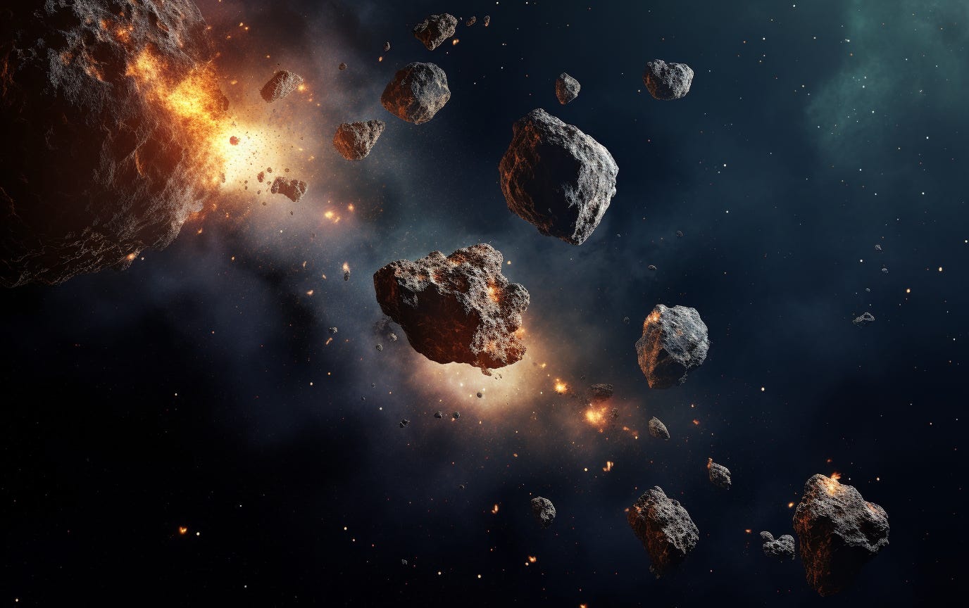 an exploding asteroid