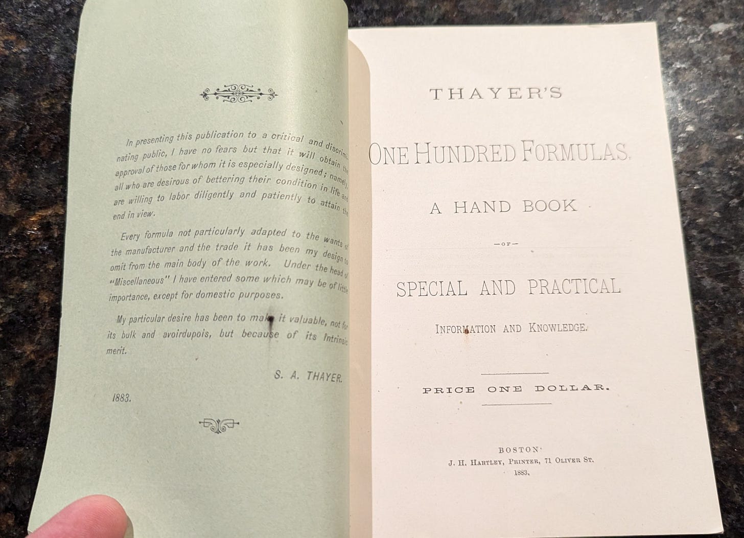 Thayer's book of formulas