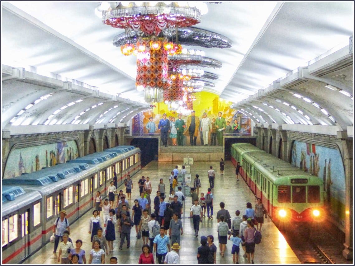 Looking down at a station platform