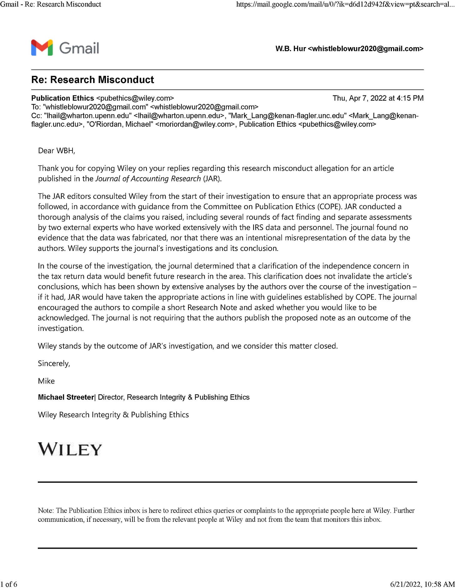 Update on Fabricated Accounting Data