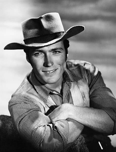 American actor Clint Eastwood on the set of the TV series Rawhide. (Photo by Sunset Boulevard/Corbis via Getty Images)