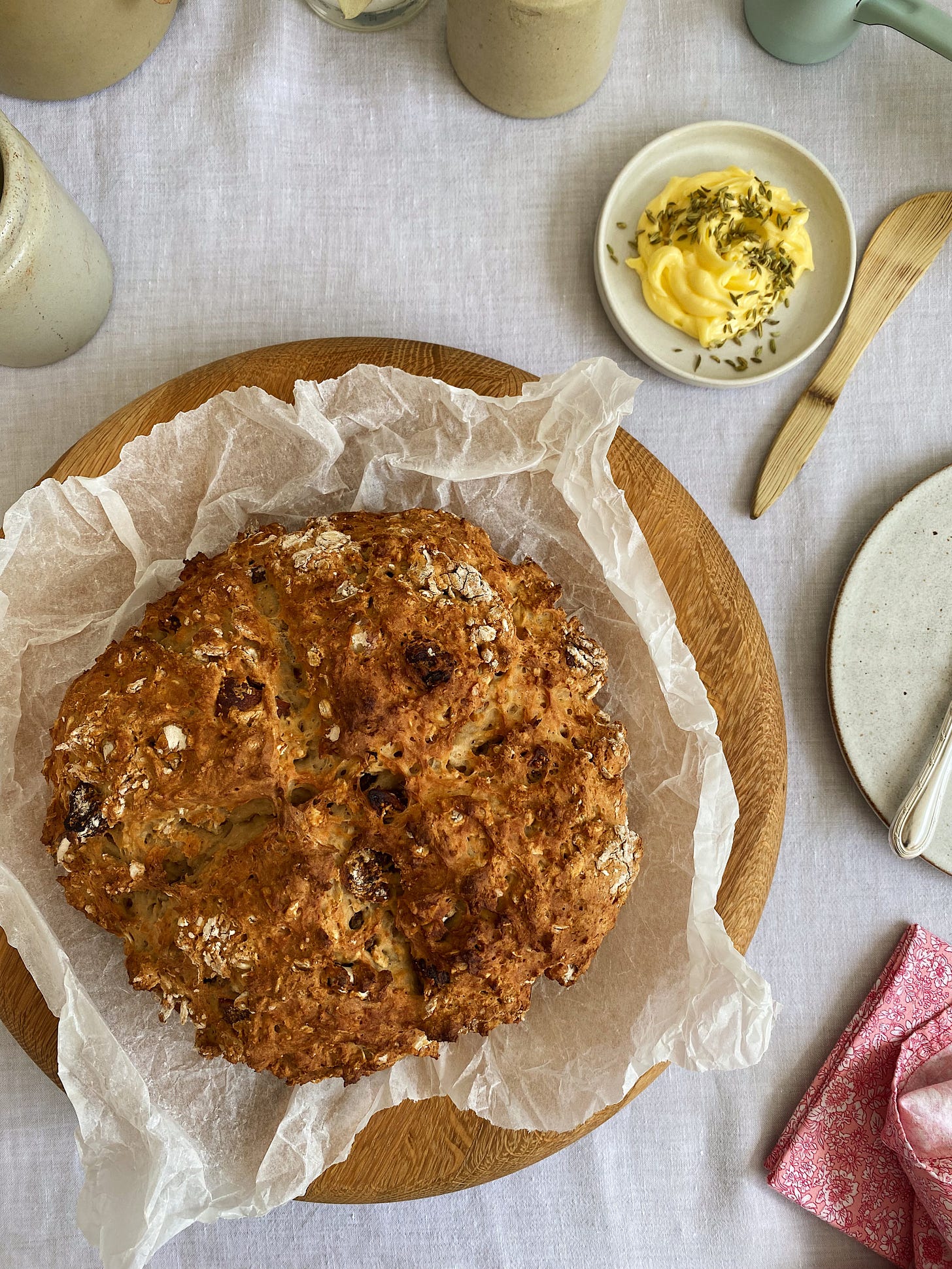 Fig and walnut soda bread with fennel seed butter