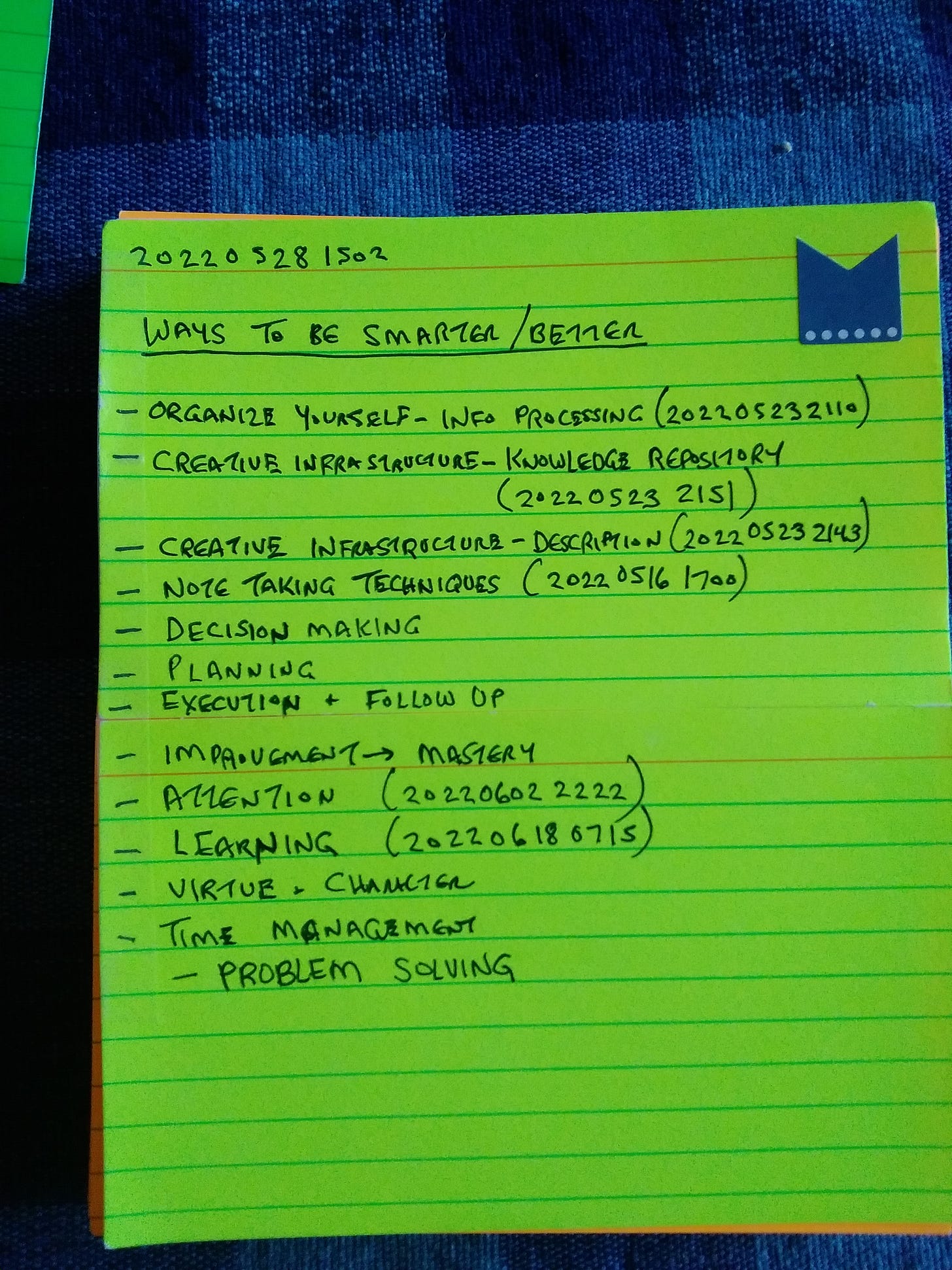 The Knowledge That Won't Fit Inside Your Head Part 2 Index Cards and