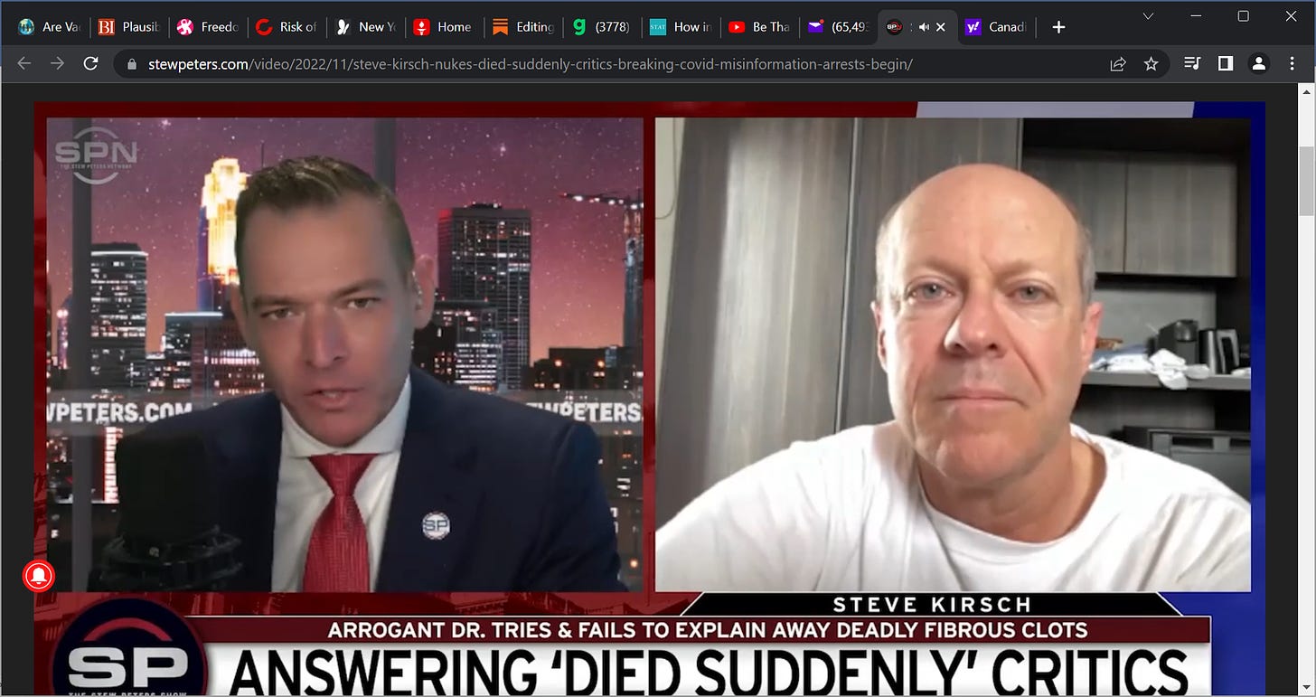 Ka boom stew peters interviews me dr paul alexander and steve kirsch on video died suddenly thank you steve kirsh for the stones you show here on 039 died suddenly 039 love you man tell your woke head | news