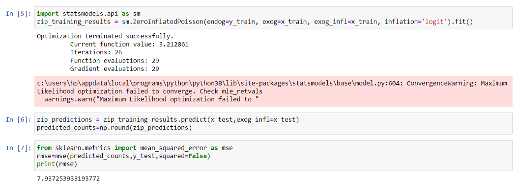 Python zero inflated poisson regression