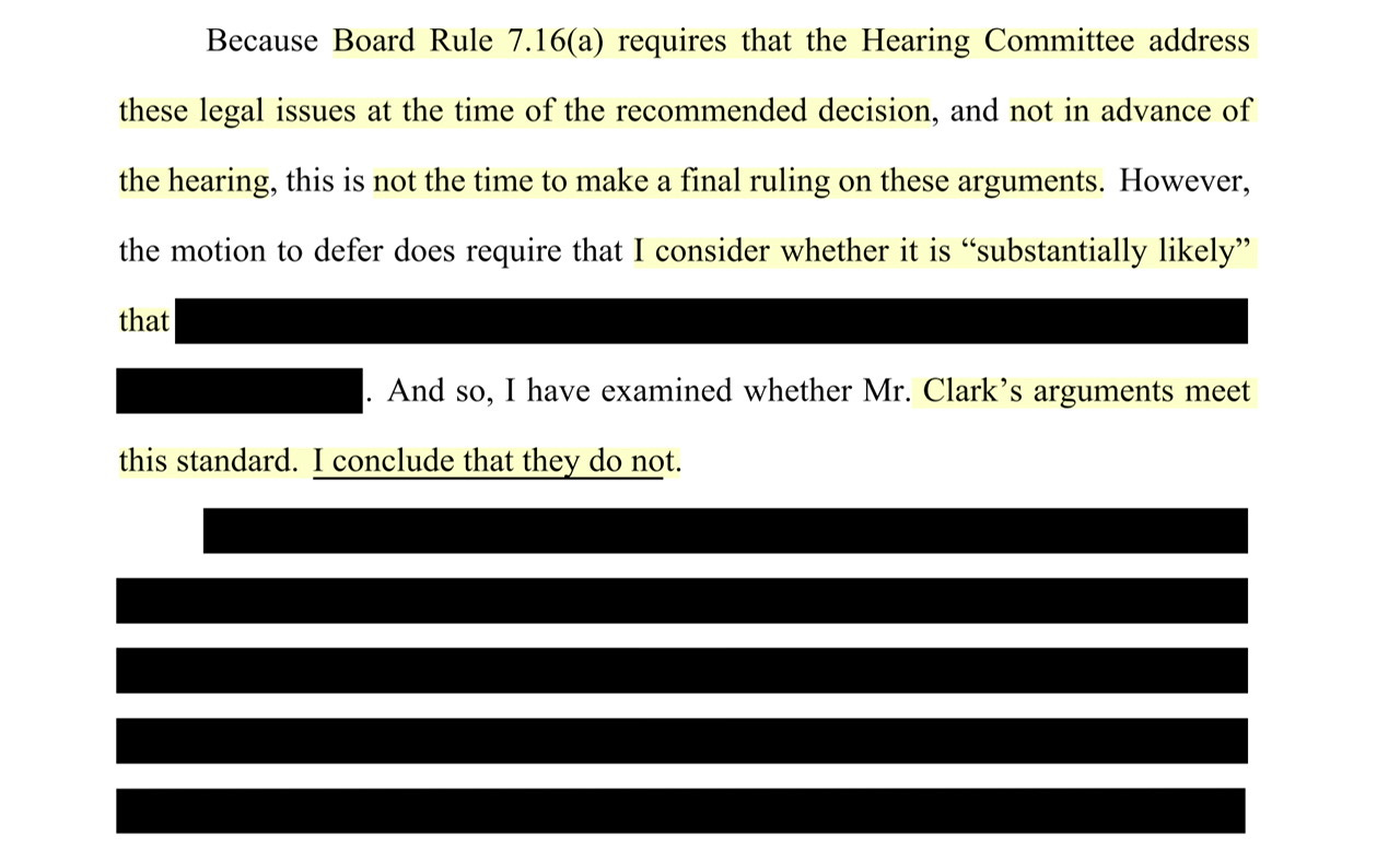 The very interesting DC Bar Ethics Report as to Jeffrey Clark