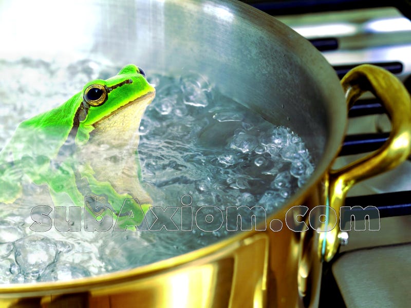 Frog in Boiling Water subAxiom political cartoons
