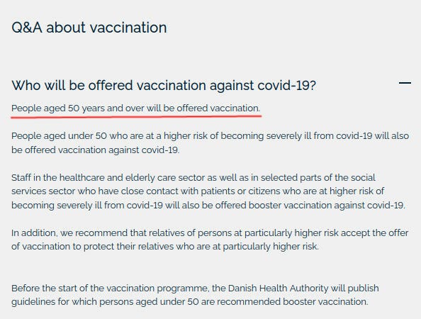 Denmark no more covid vaccines offered for under 50 | banned