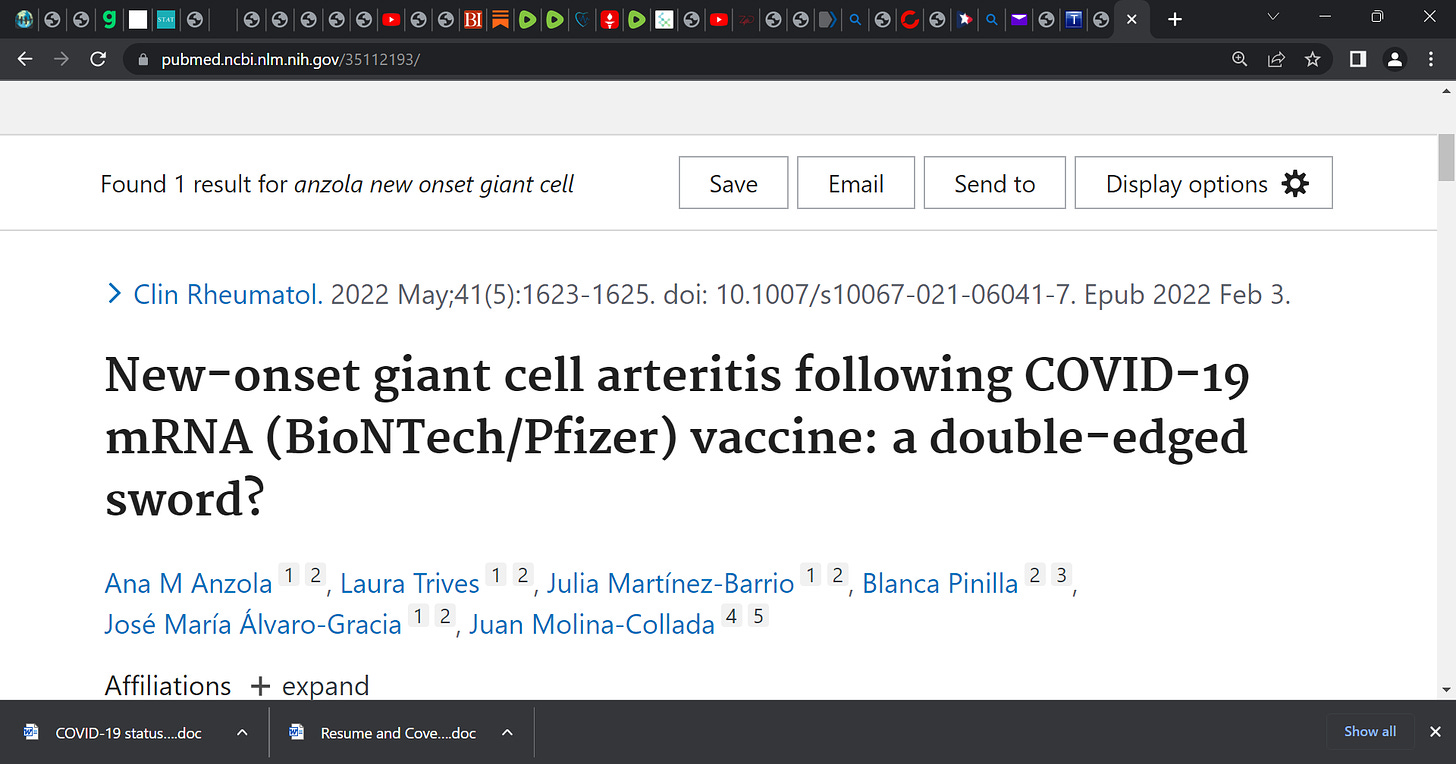 Do covid mrna injections pfizer and moderna e g the toxic mrna itself and or the deadly lipid nano particles lnp directly contribute to giant cell arteritis and ruptured aortic aneurysm likely | news