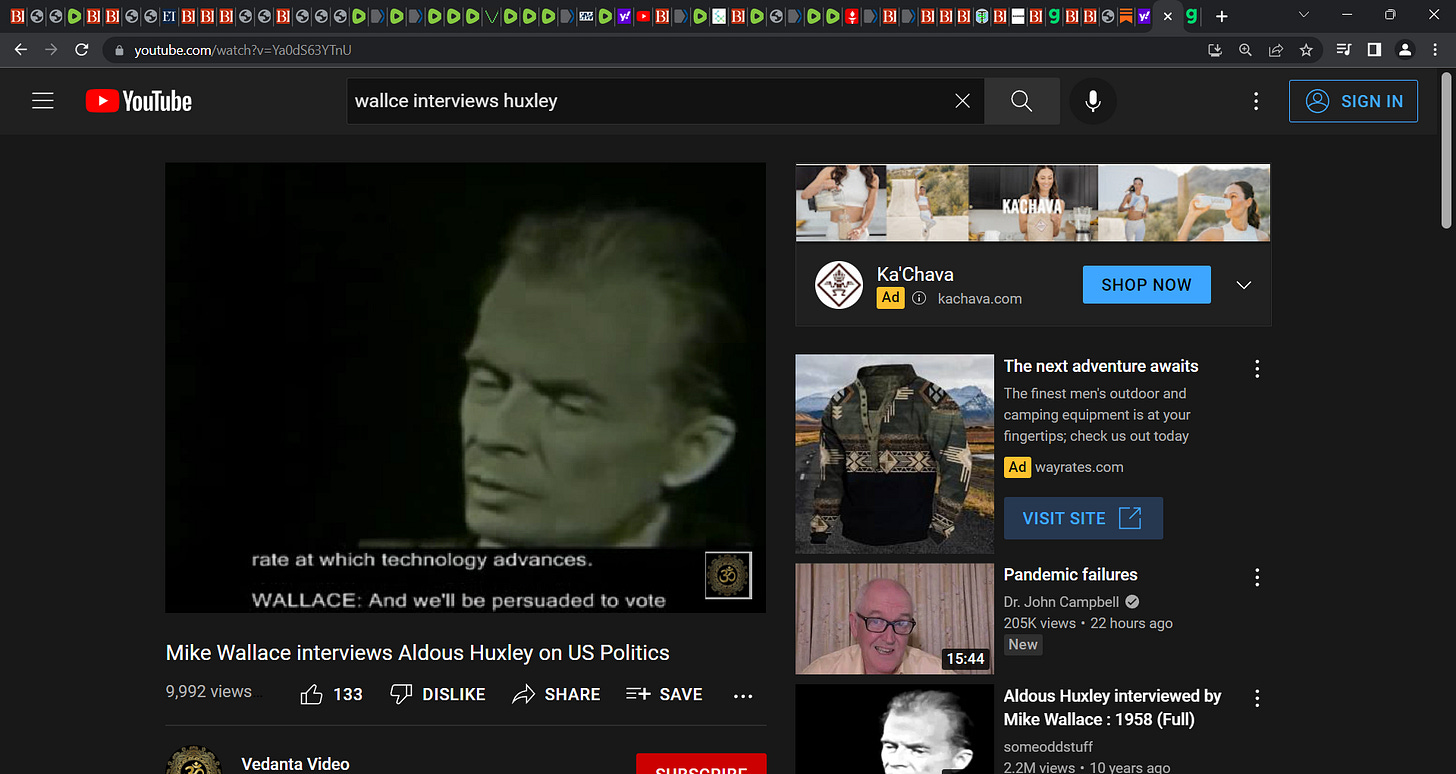 Mike Wallace interviews Aldous Huxley, maybe one of the greatest minds