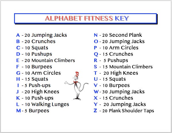 Alphabet workout online for kids