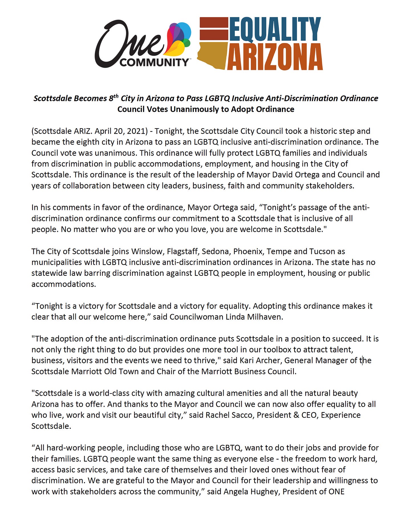 Two Major Wins for LGBTQ Equality in Arizona and a Critical Step Toward ...