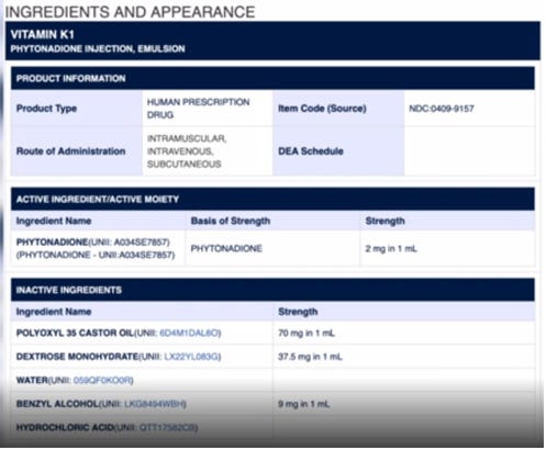 The very first injection - Vitamin K:
