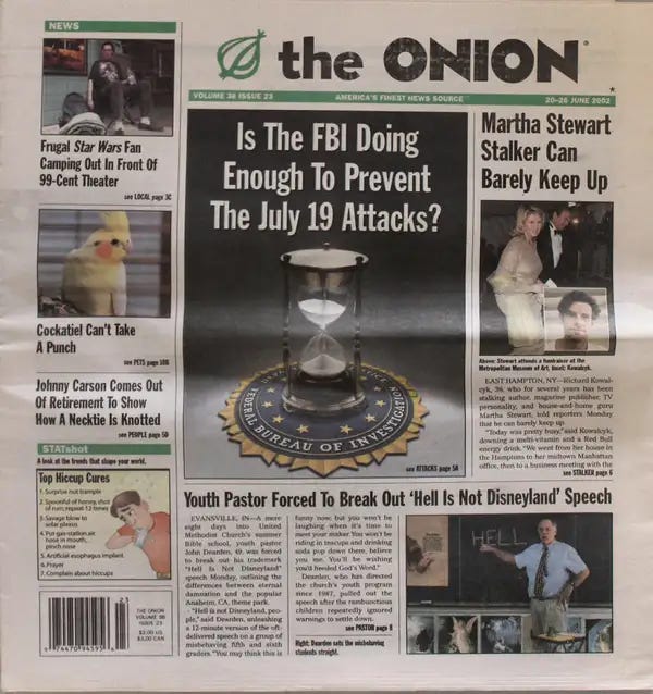 The Onion went on summer vacation 20 years ago today