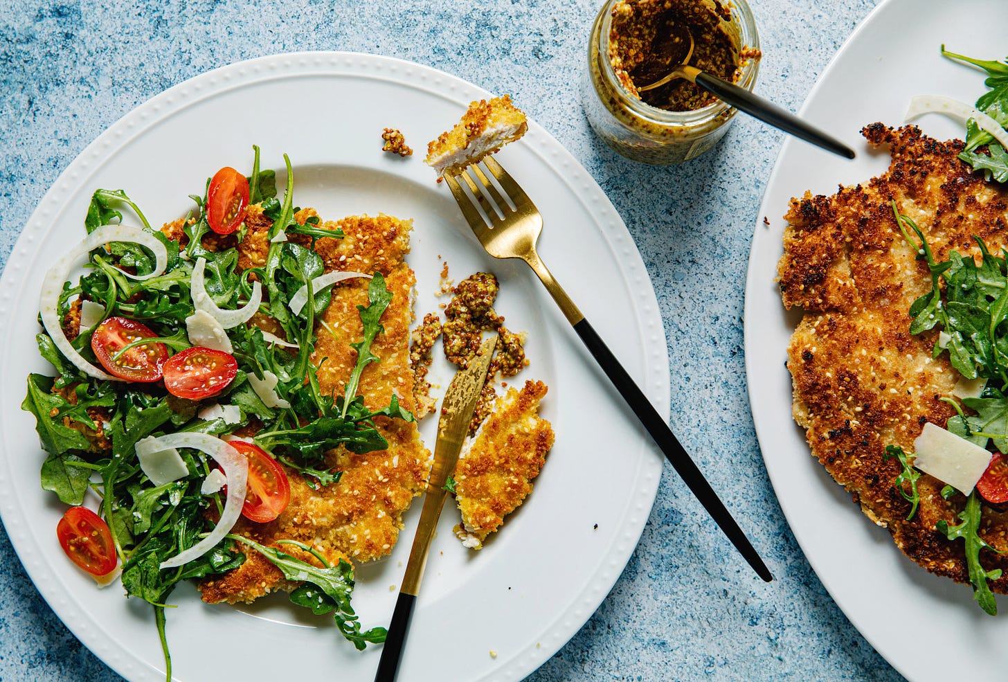 sesame chicken schnitzel by Caroline Chambers