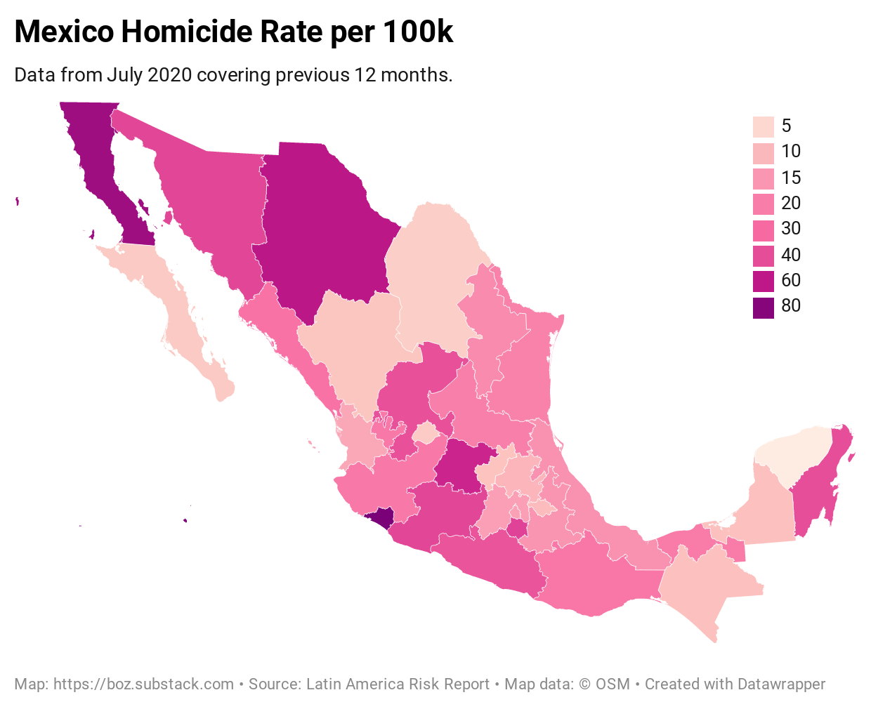 Two maps on Mexico's security situation