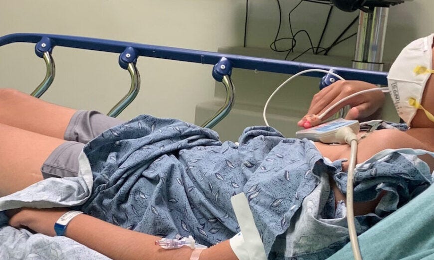 Aidan in the hospital on June 12, 2021, two days after his second Pfizer vaccine. (Photo courtesy of Emily Jo) Aidan in the hospital on June 12, 2021, two days after his second Pfizer vaccine. (Photo courtesy of Emily Jo)