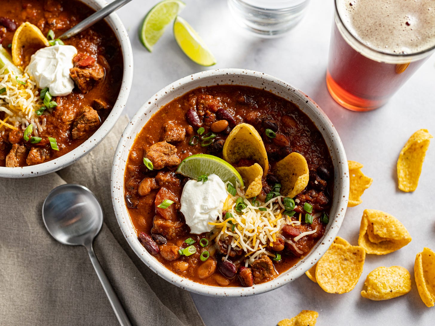 beef and three bean chili by Caroline Chambers