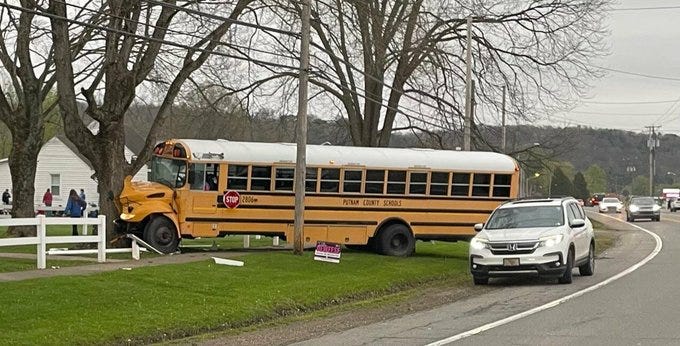 The bus wreck happened in Eleanor Wednesday morning. (Submitted photo)