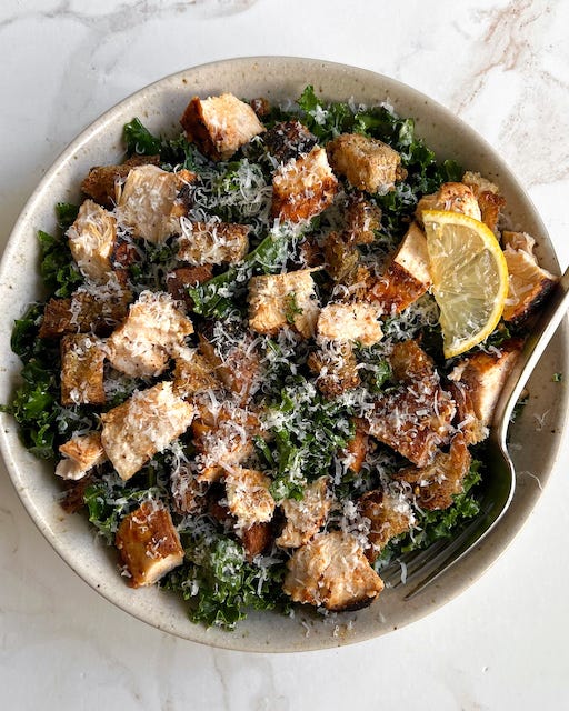 Harissa Honey Chicken Caesar with Za'atar Breadcrumbs