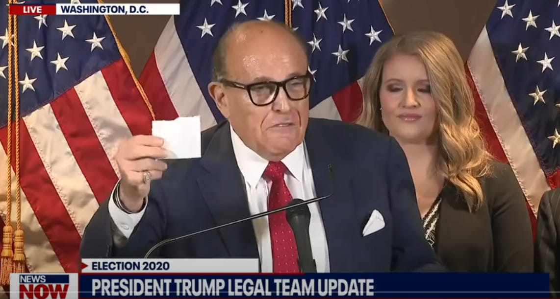 Rudy Concedes He Maaaaaay Have Said Wee Tiny Falsehoods About GA Election Workers Whose Lives He Ruined
