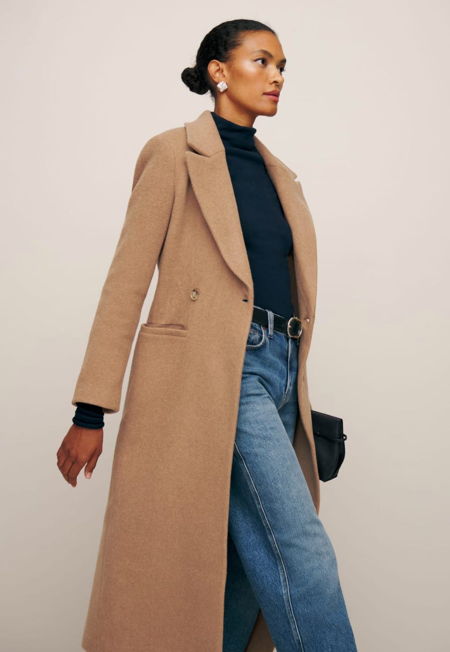 Reformation camel coat sale