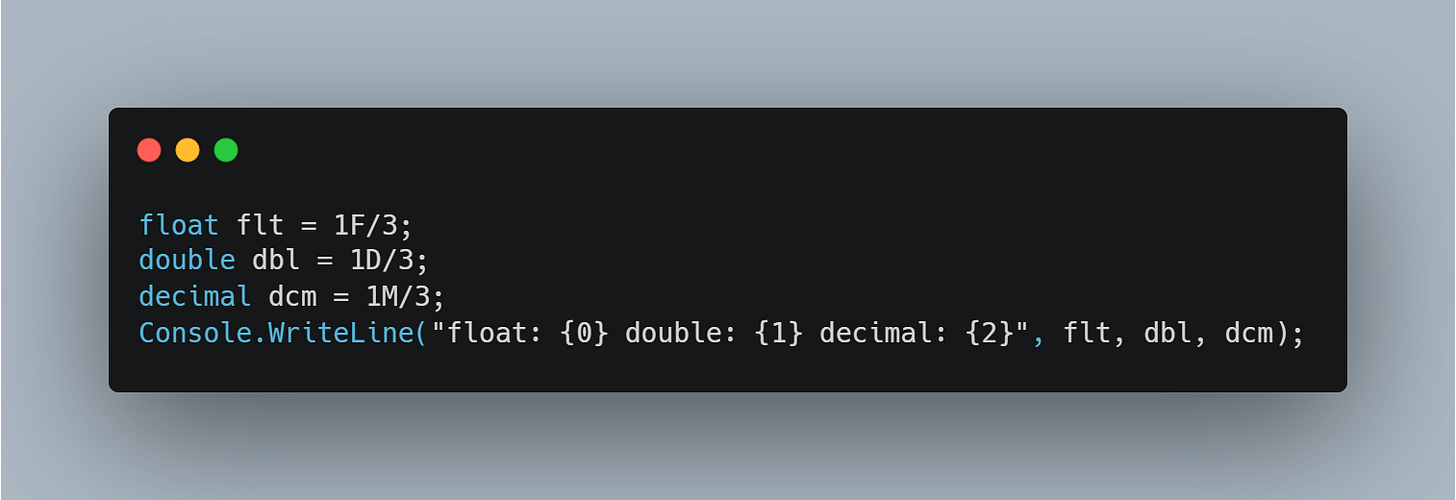 Float vs Double vs Decimal in C# - by Zahid Mustafa