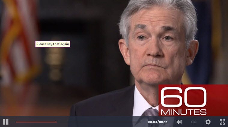 Fed chair Powell to appear on news program "60 Minutes" on Sunday