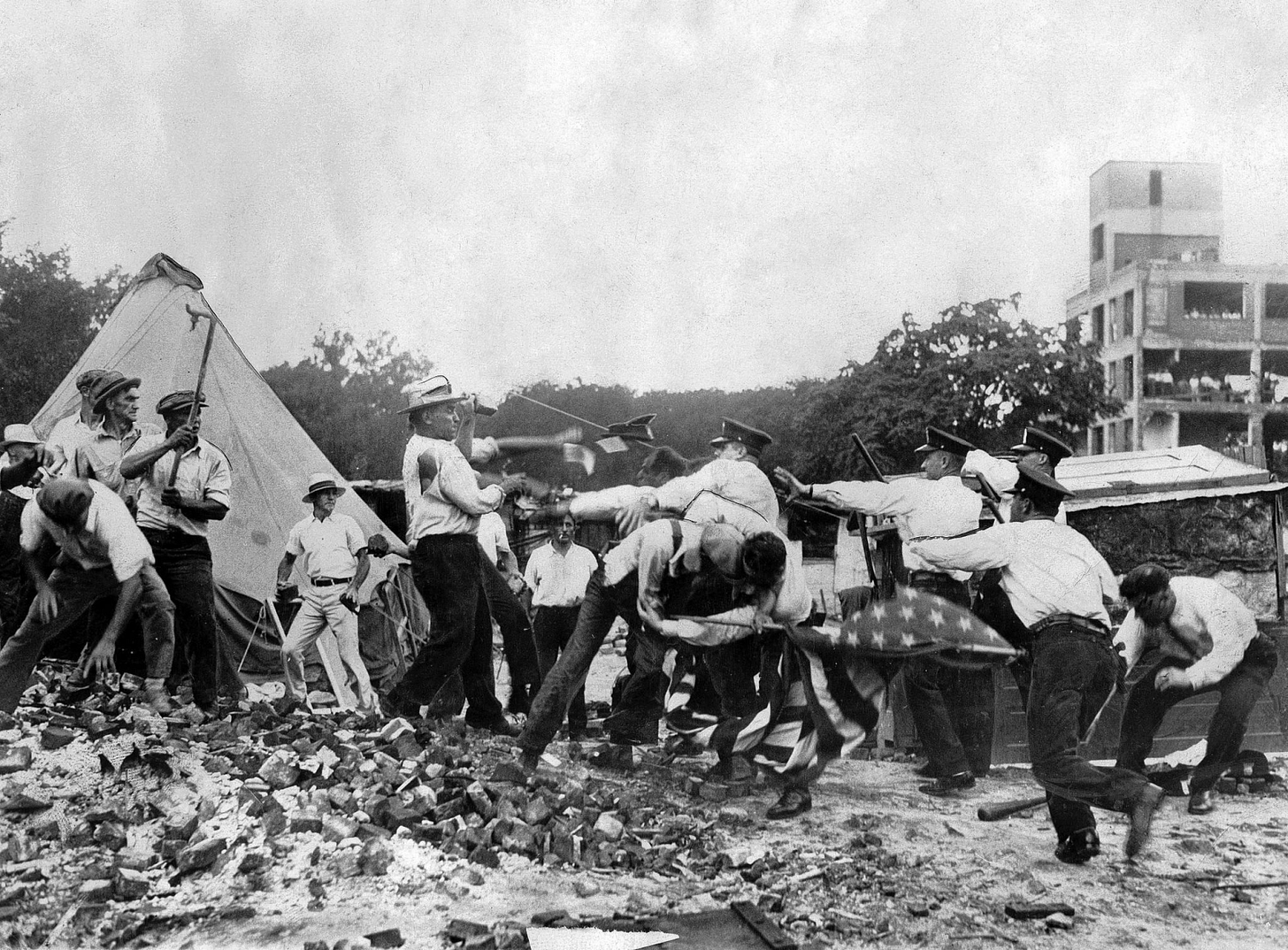 When Patton And MacArthur Burned The Bonus Army Veterans’ DC Camp Like It Was Atlanta To The Sea