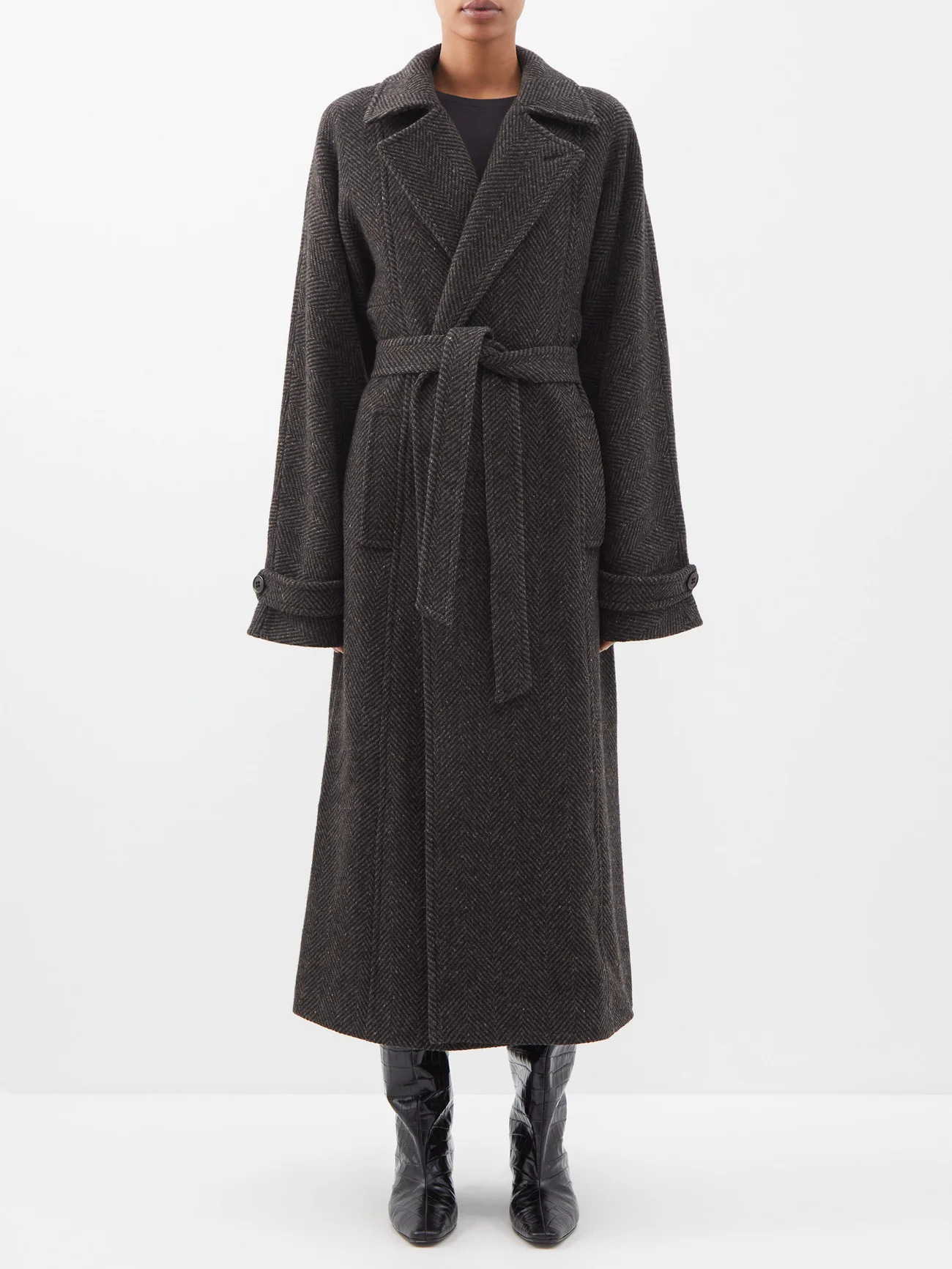 Ganni boucle wool on sale long wrap coat
