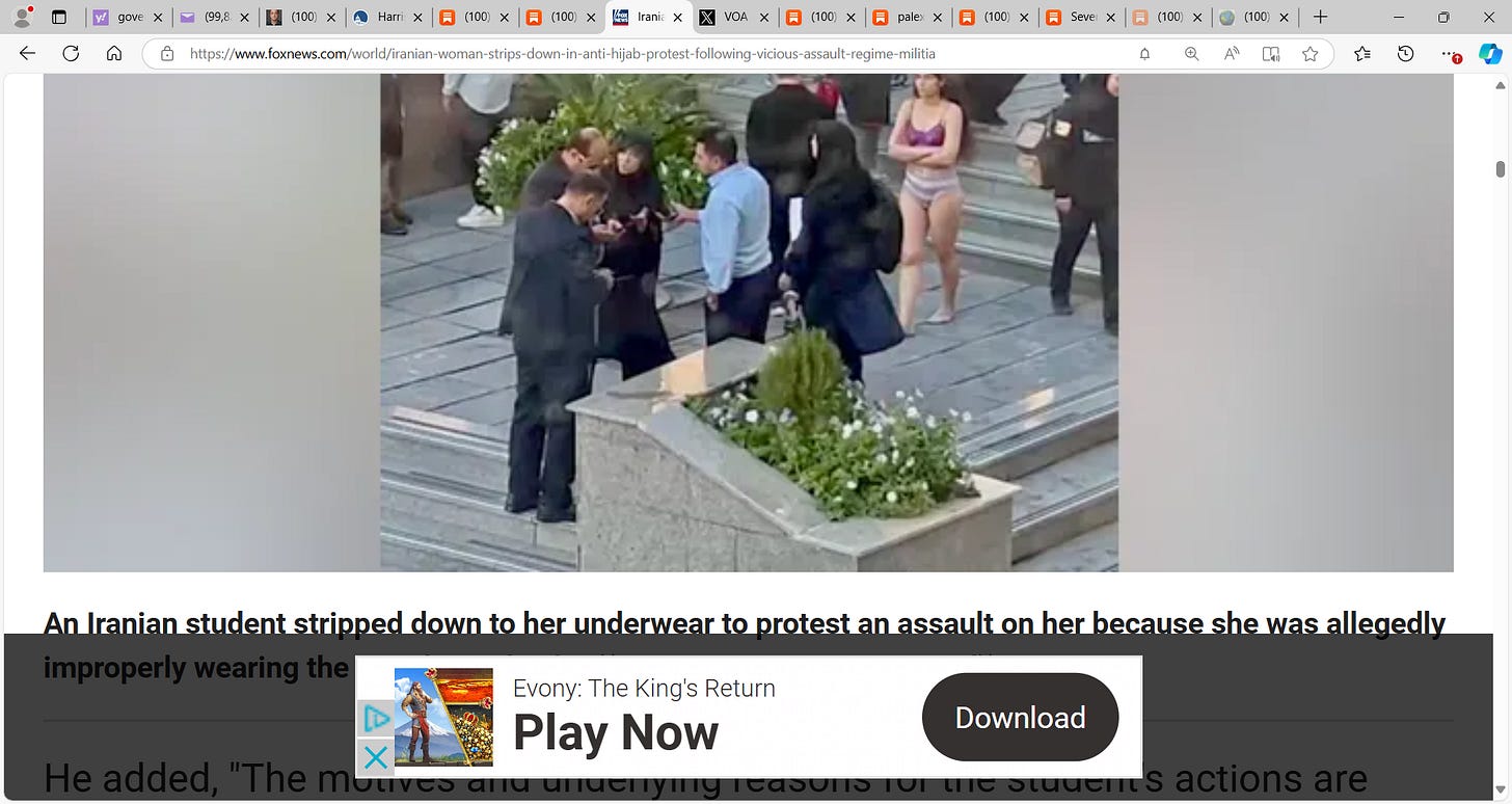 Iranian woman strips down in antihijab protest following vicious