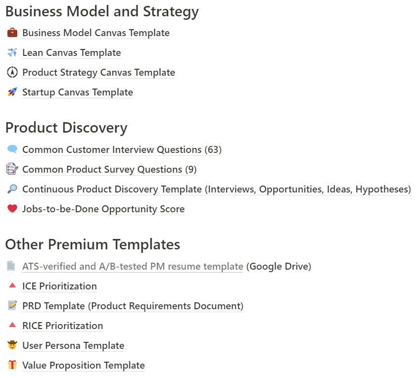 30 Free Product Management Templates by Paweł Huryn