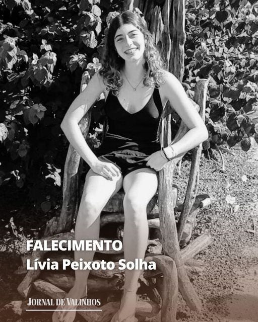 May be an image of 1 person, smiling and text that says 'FALECIMENTO Lívia Peixoto Solha JORNAL DE VALINHOS'