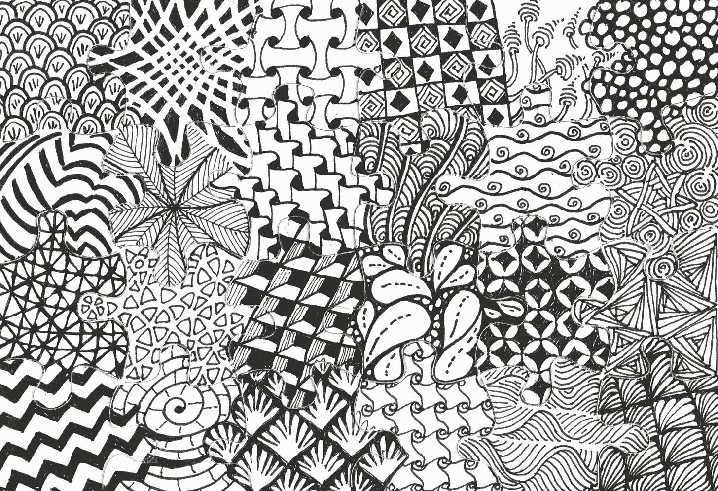 Zentangle Puzzle Step 1 by Mary JL Rowe