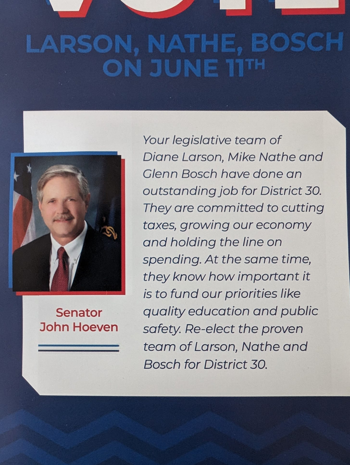 Senator John Hoeven supports the incumbents but why not? They're his