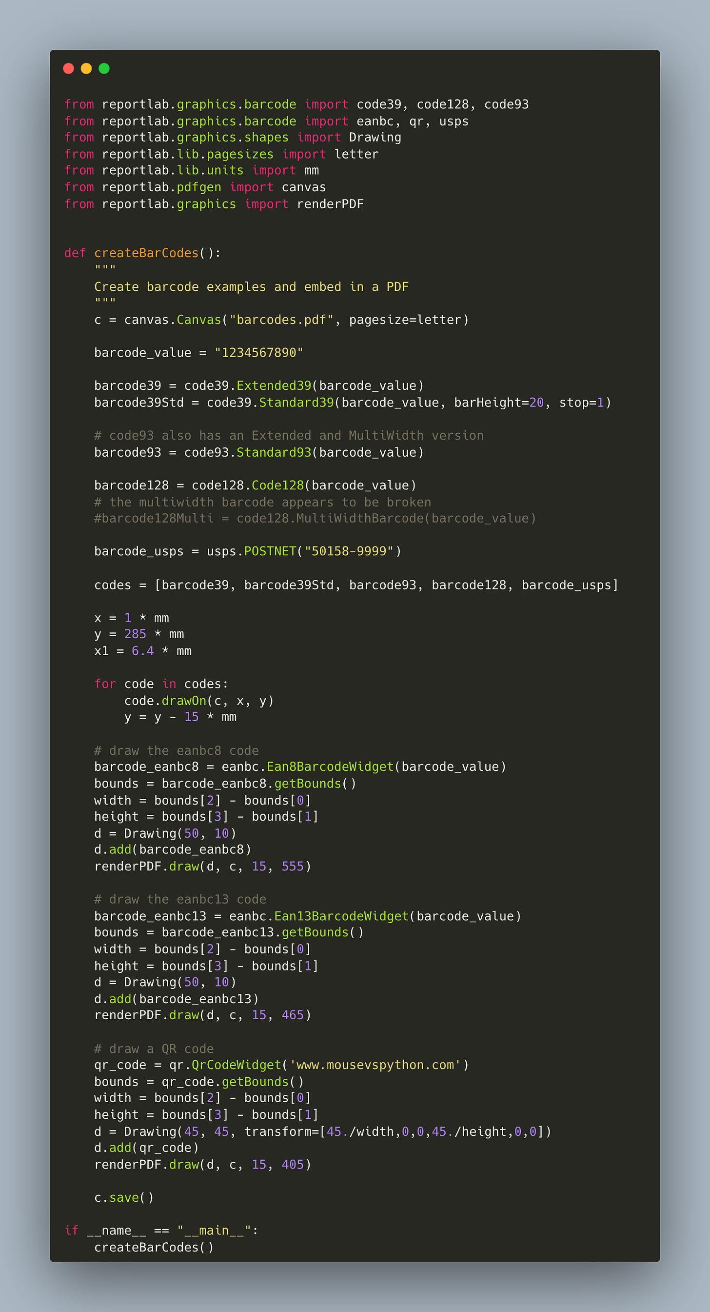 Reportlab – How to Create Barcodes in Your PDFs with Python