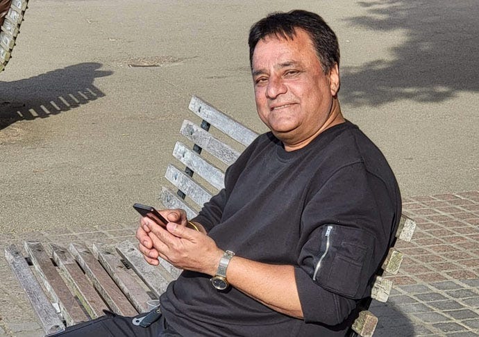 Gorakh Singh on a bench