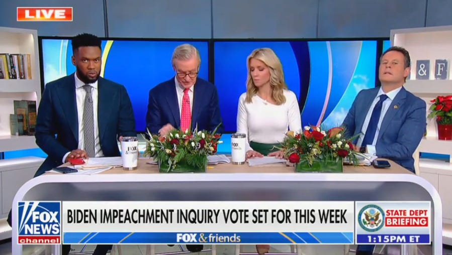 Mean Steve Doocy Keeps Pissing All Over James Comer’s Impeachment Fun