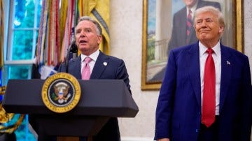 President Trump and Steve Witkoff at a swearing-in ceremony for Jeanine Pirro.