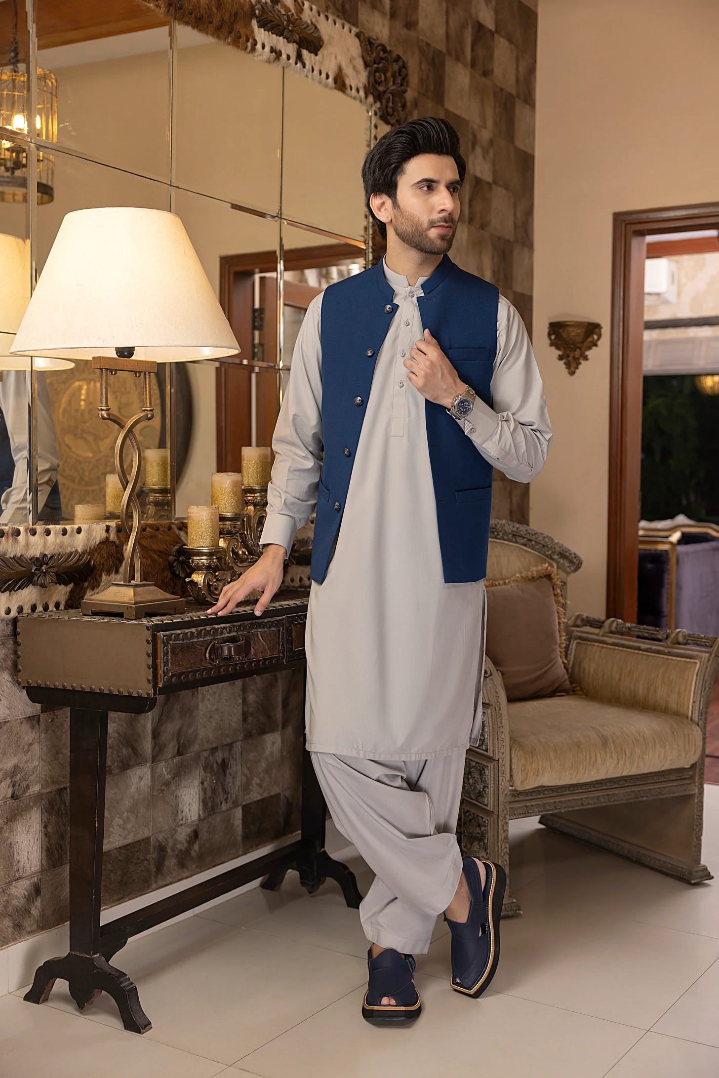 Kurta shalwar with waistcoat on sale