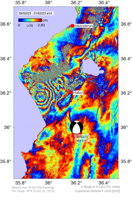 Satellite observations reveal surface deformation caused by M6.4 ...