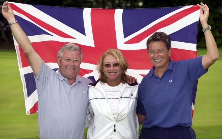 Alan Jones (left) pictured with Elena Baltacha (centre) and Jo Durie in 2002 - Brian Smith