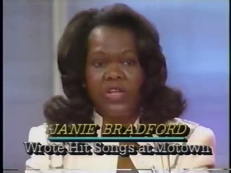Janie Bradford (born June 2, 1939) Motown Songwriting Legend