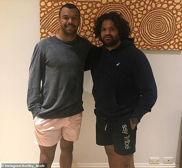 Kurtley Beale's return to rugby this weekend after a 14-month hiatus will be tinged with sadness following the sudden death of his brother William (pictured right) on Thursday