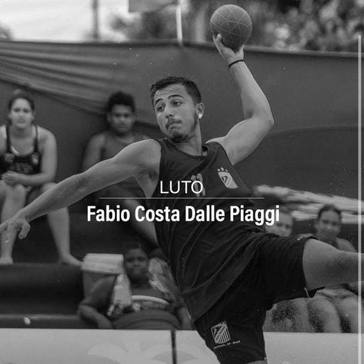 May be an image of 1 person, playing volleyball and text that says 'LUTO Fabio Costa Dalle Piaggi'