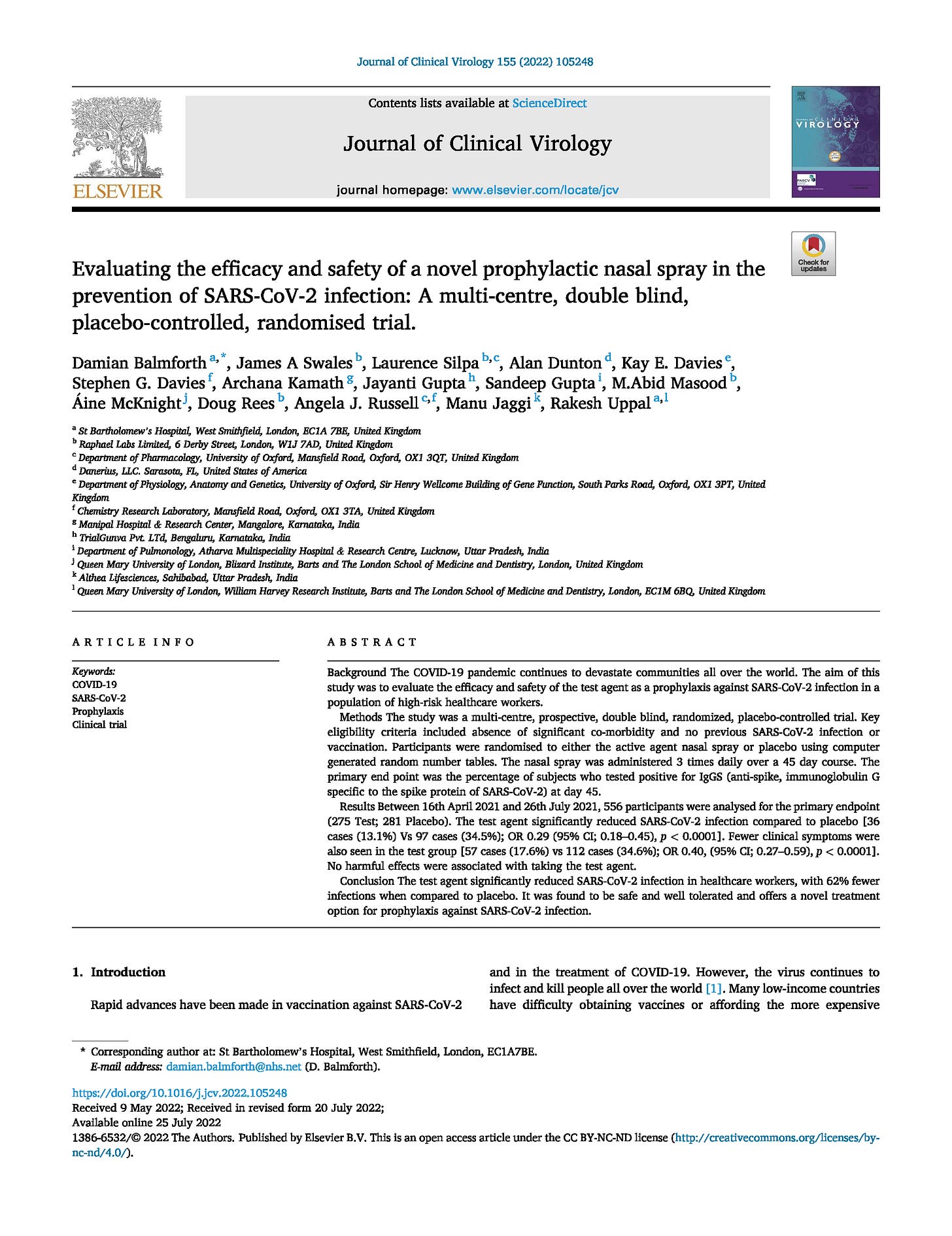 Xylitol Nasal Spray Prevents SARSCoV2 Infection
