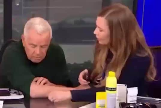 Fox anchor Mike Jerrick (left) was left stunned after being told he likely had skin cancer - live on air. 